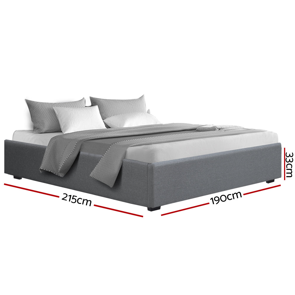 King Size Gas Lift Bed Frame Base with Storage - Grey