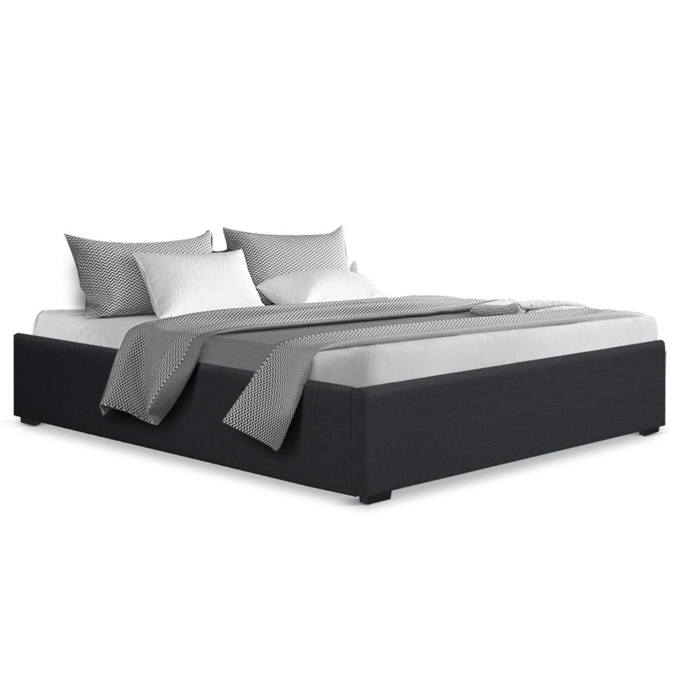 Toki Gas Lift Queen Bed Frame Base with Storage Charcoal