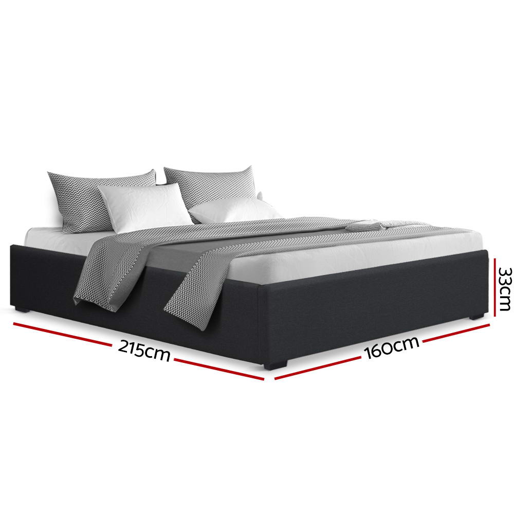 Toki Gas Lift Queen Bed Frame Base with Storage Charcoal