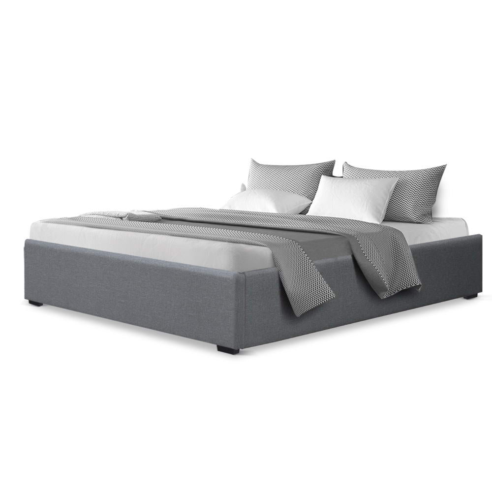 Toki Gas Lift Queen Bed Frame Base with Storage Grey