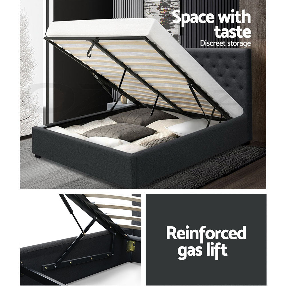 Dorilla Gas Lift Storage Double Bed Frame - Charcoal