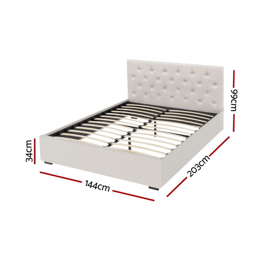 Dorilla Gas Lift Storage Double Bed Frame - Beige