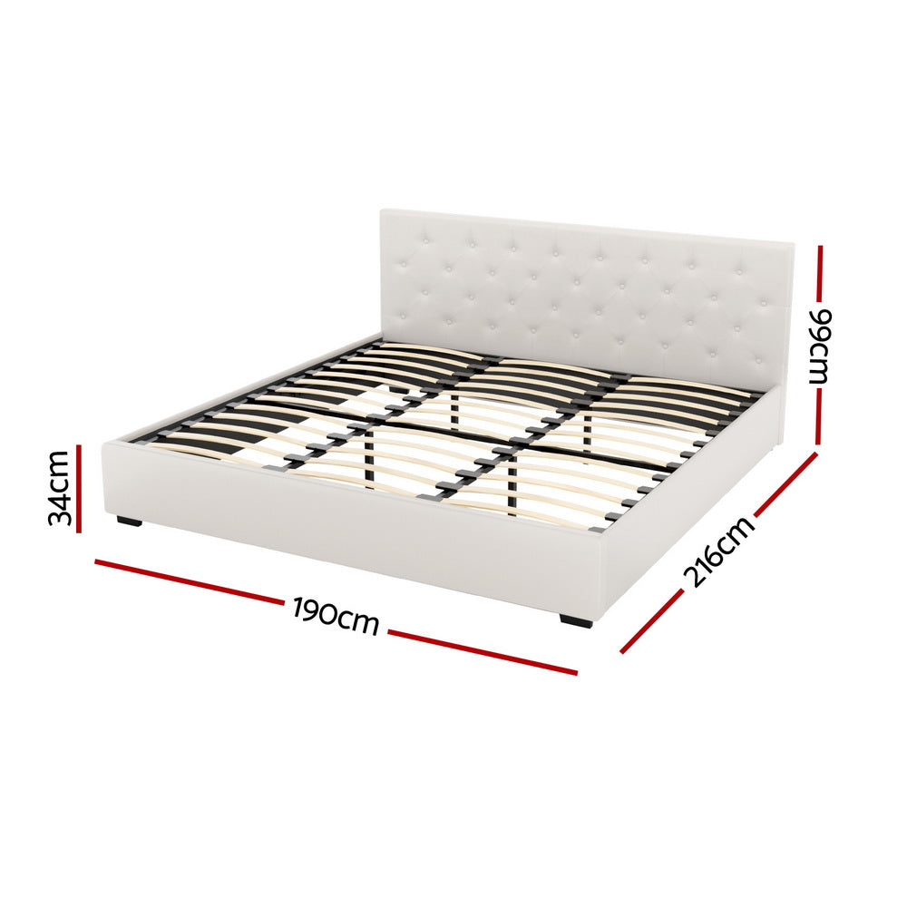 Dorilla Gas Lift Storage King Bed Frame - Beige