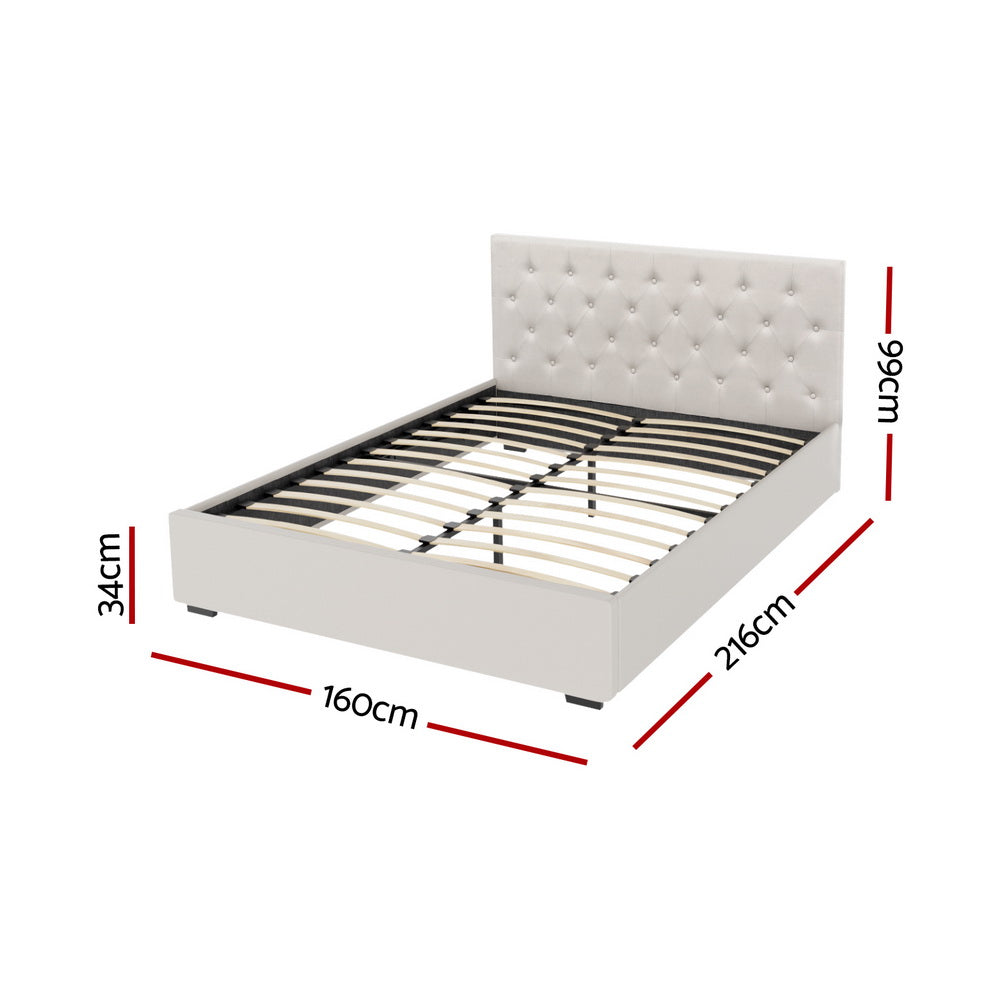 Dorilla Gas Lift Storage Queen Bed Frame - Beige