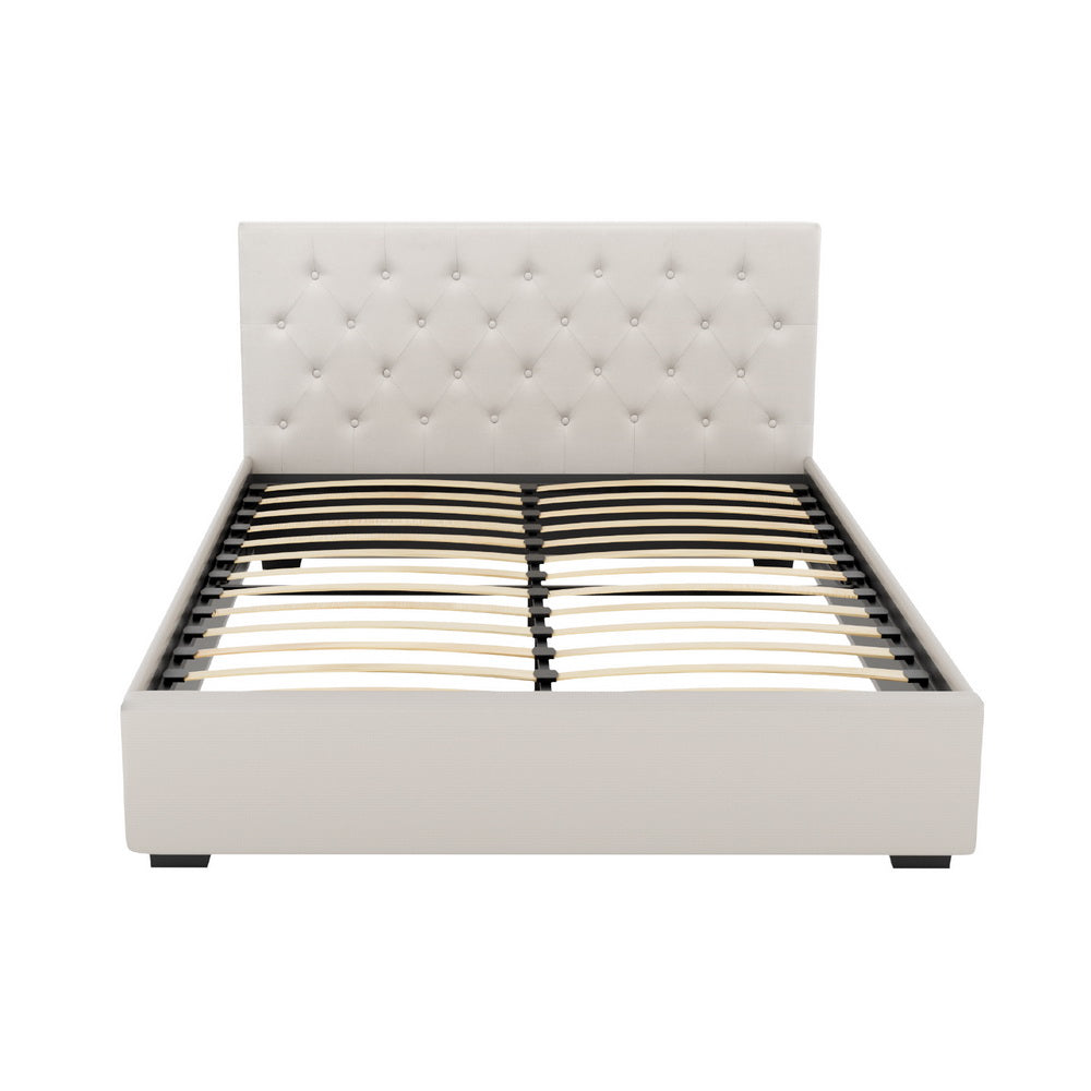 Dorilla Gas Lift Storage Queen Bed Frame - Beige