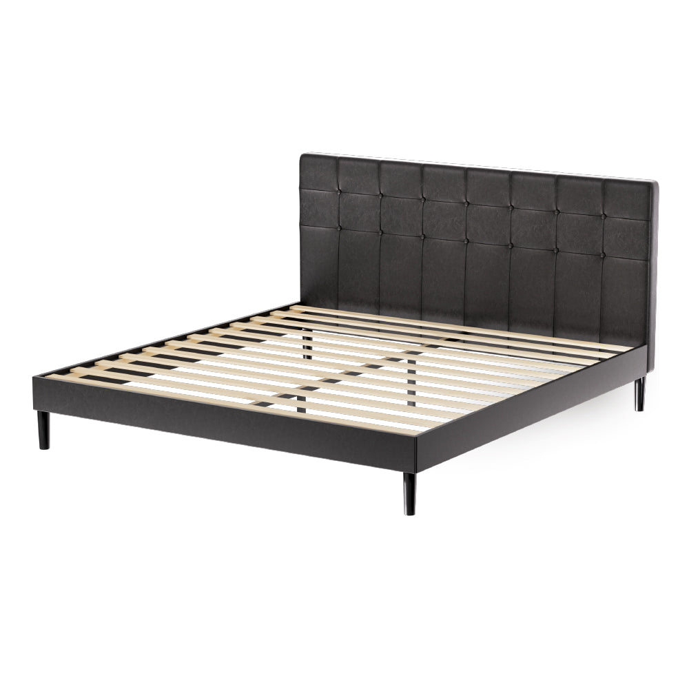 Manly King LED Bed Frame With Charge Ports Black