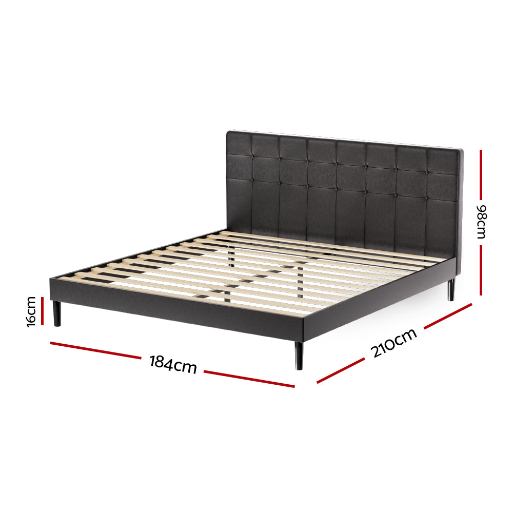 Manly King LED Bed Frame With Charge Ports Black