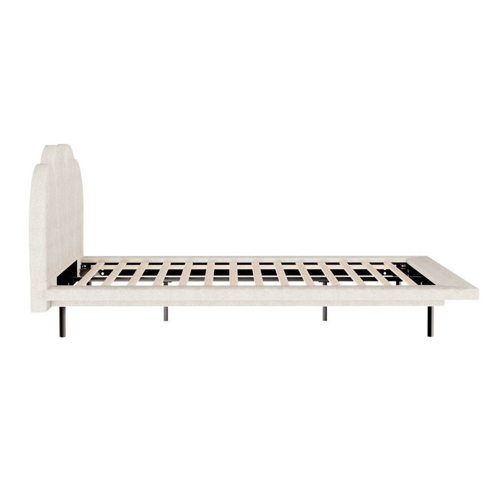 Sasa Queen LED Bed Frame Boucle Beige