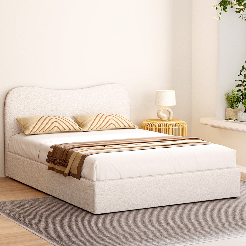 Albany Double Boucle Bed Frame - Cream White