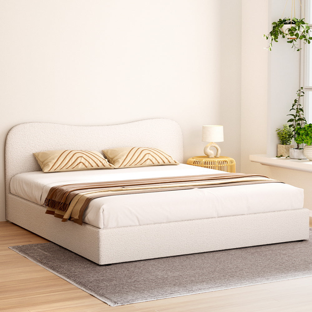 Albany King Boucle Bed Frame - Cream White