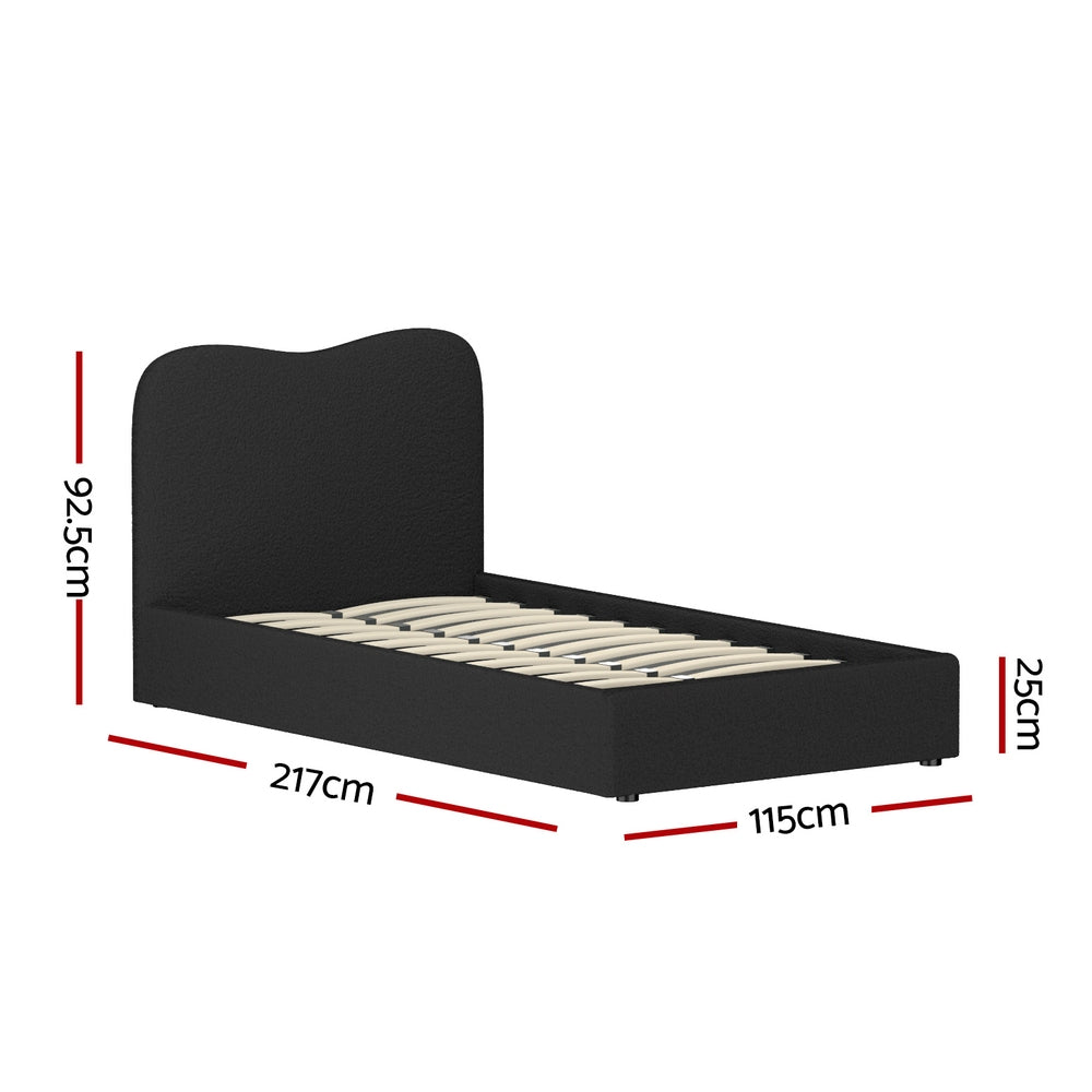 Albany Bouclé King SIngle Bed Frame - Black