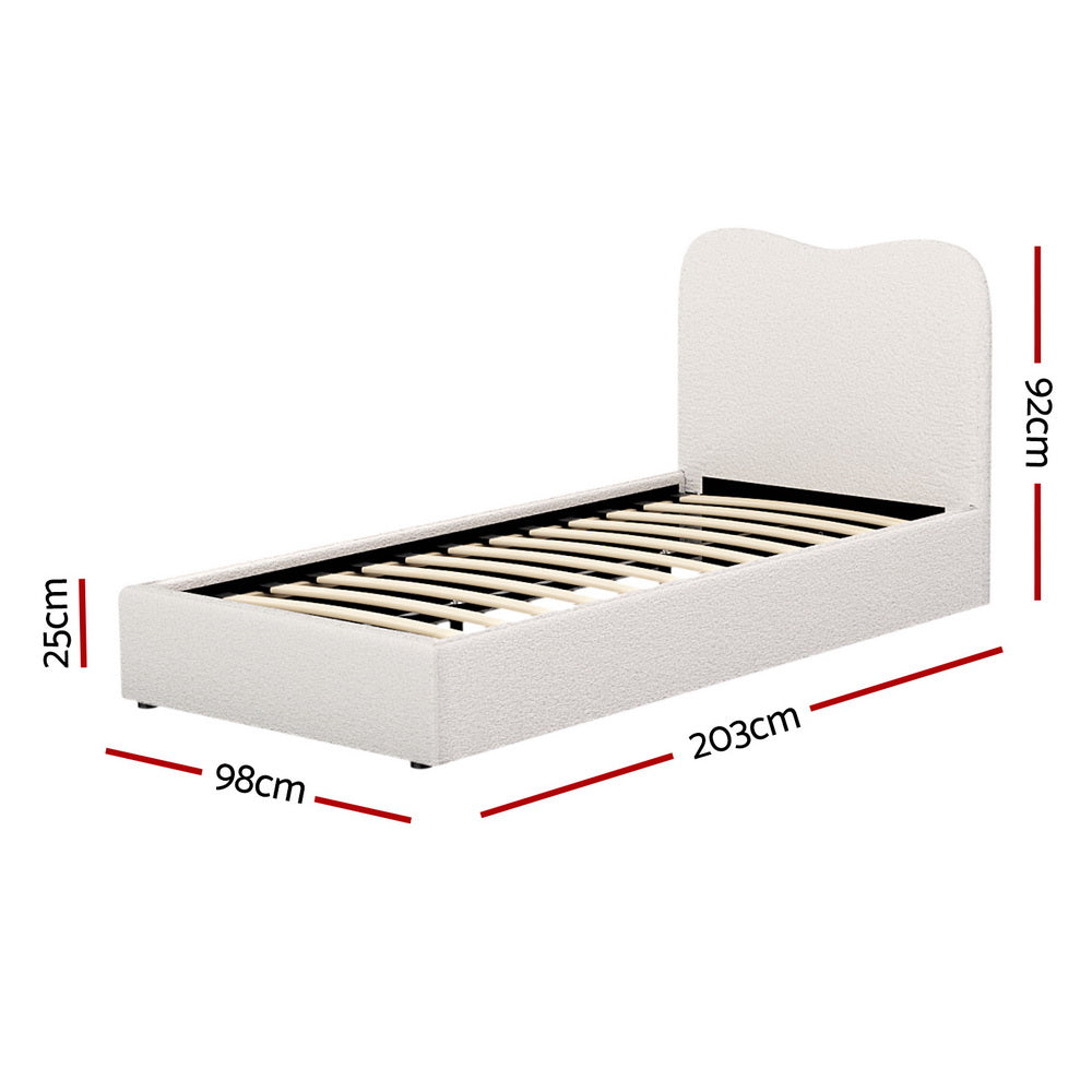 Albany Single Boucle Bed Frame - Cream White