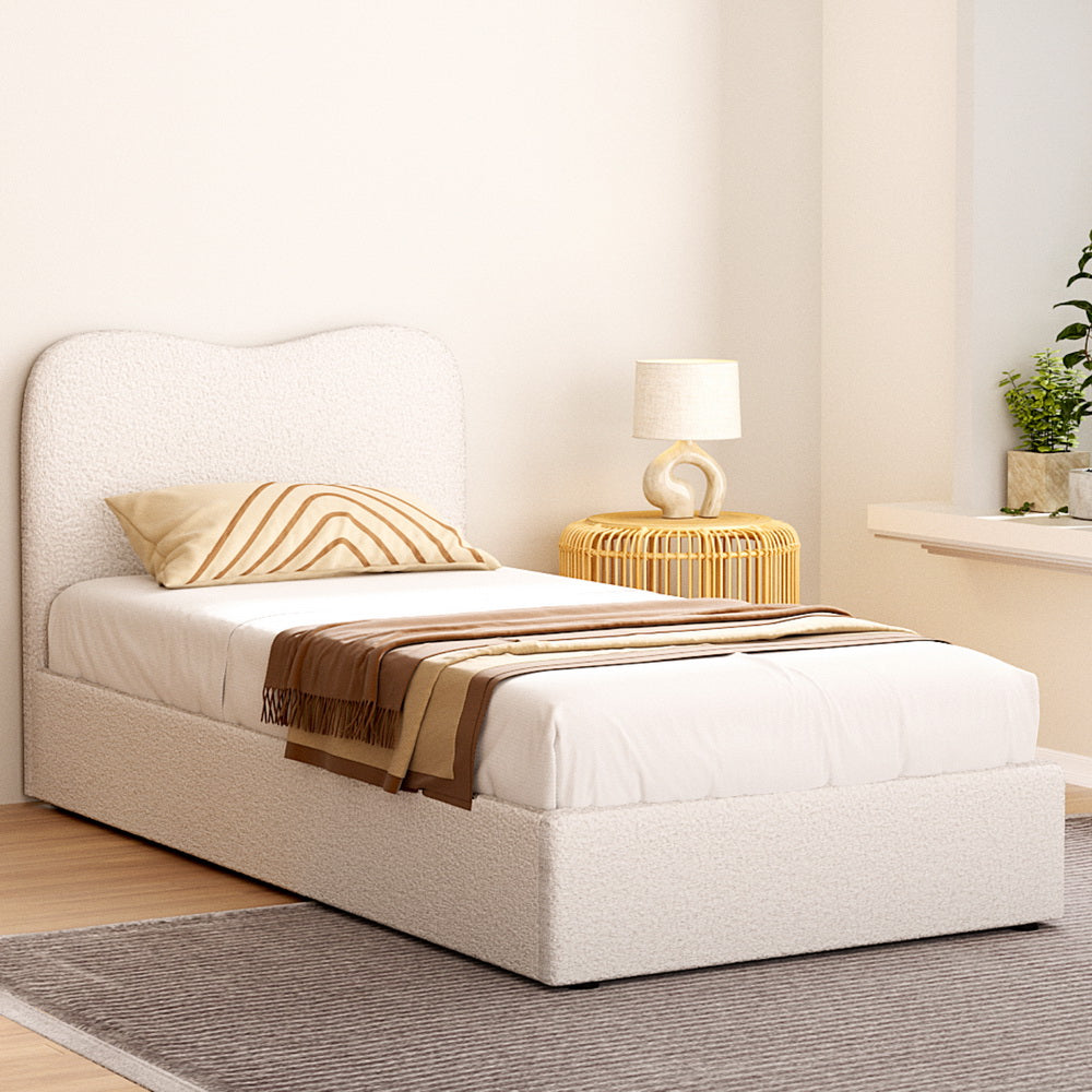 Albany Single Boucle Bed Frame - Cream White