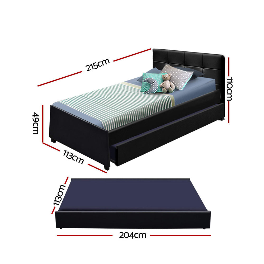 Eden King Single Trundle Bed Black