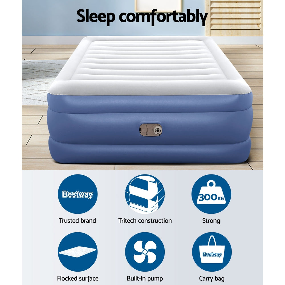 61 CM Thickness Air Bed Inflatable Mattress with Built-in Pump - Queen Size