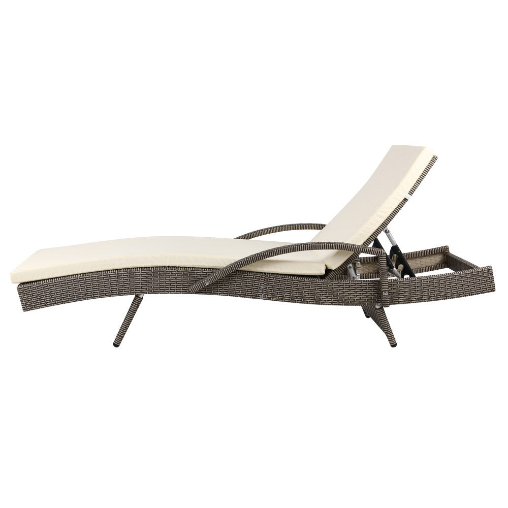 Bianca Outdoor Sun Lounger Chair with Cushion - Grey