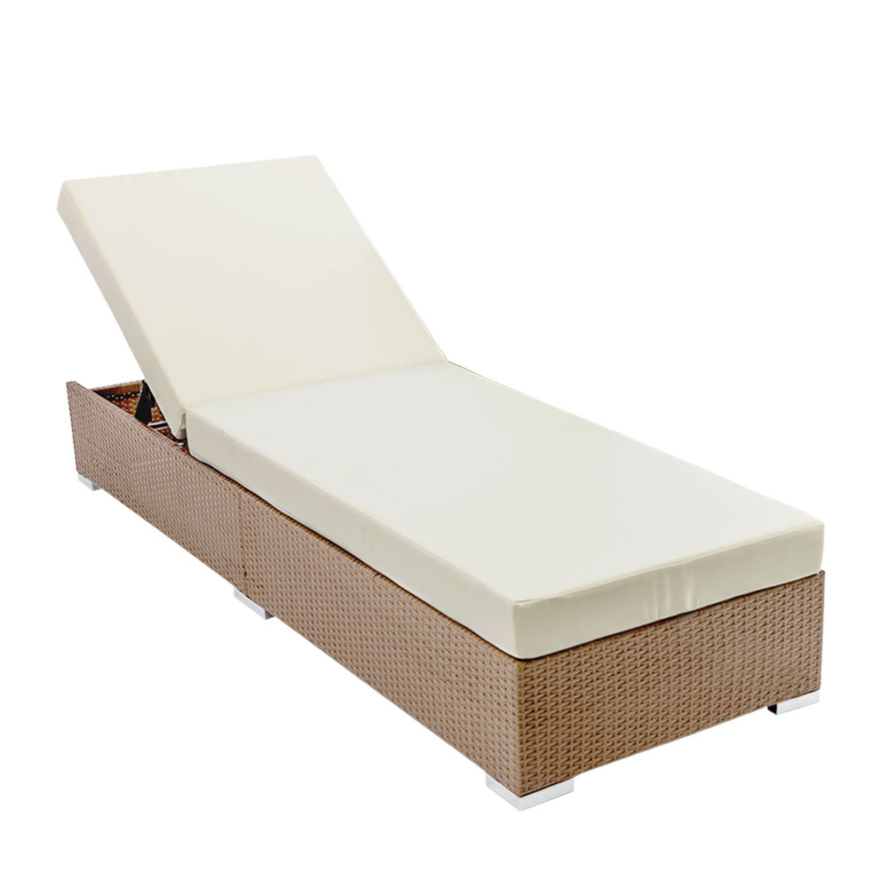 Outdoor Wicker Sun Lounge - Natural Brown