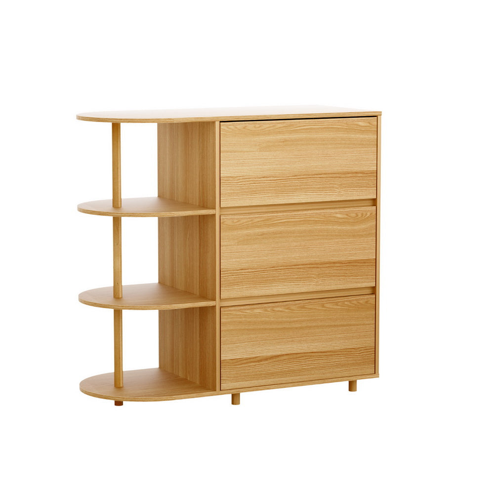 3-Drawer Storage Cabinet with 3 Shelves – Pine