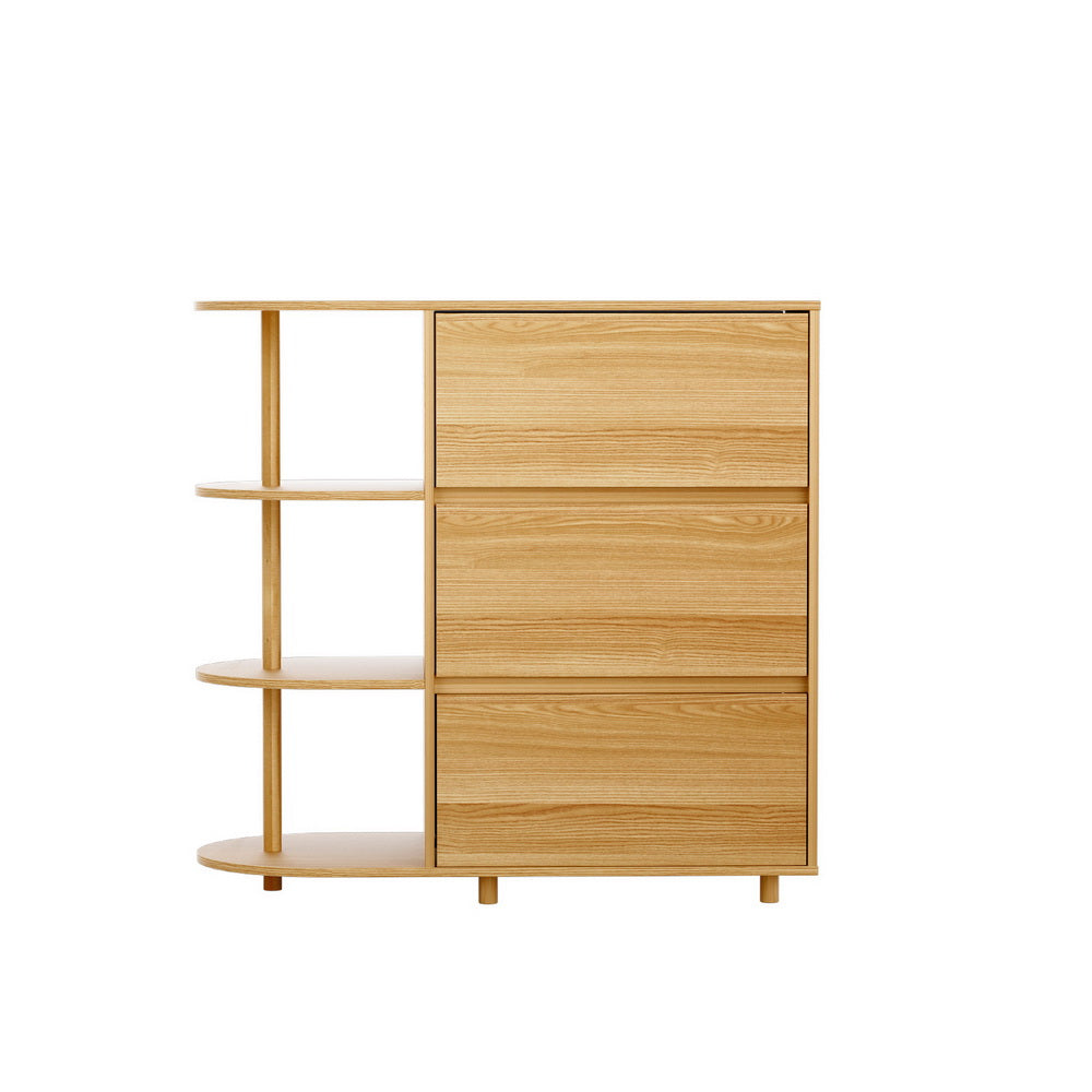 3-Drawer Storage Cabinet with 3 Shelves – Pine