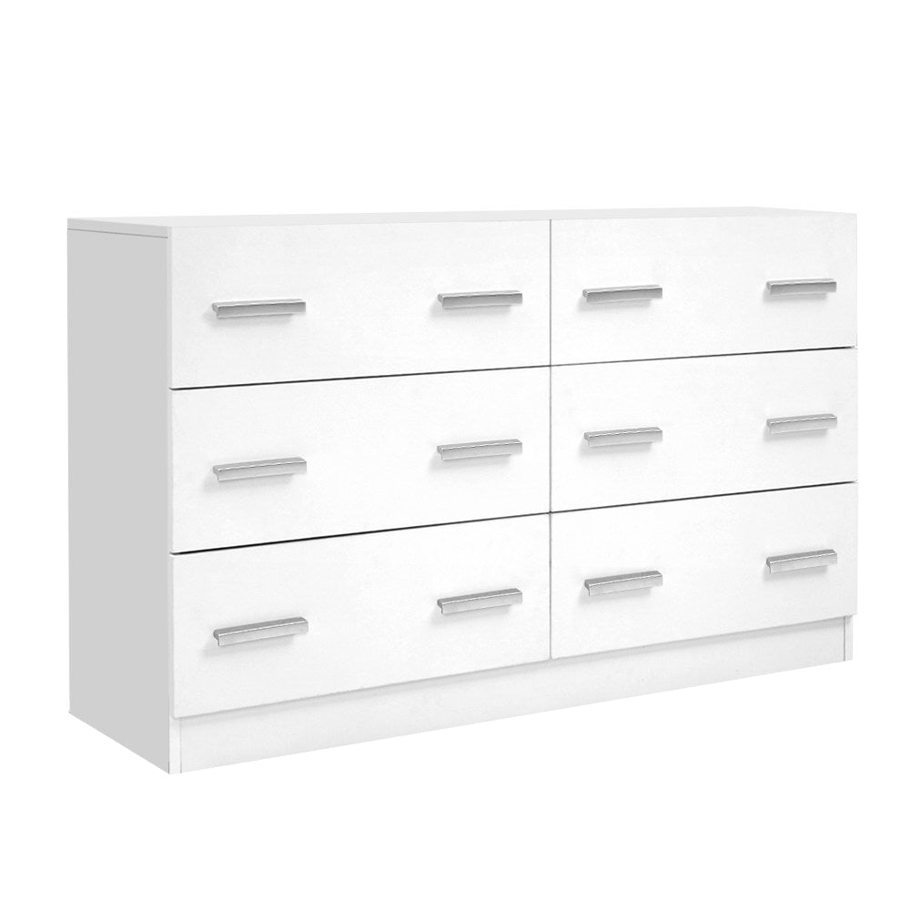 6 Drawer Lowboy Storage Dresser White