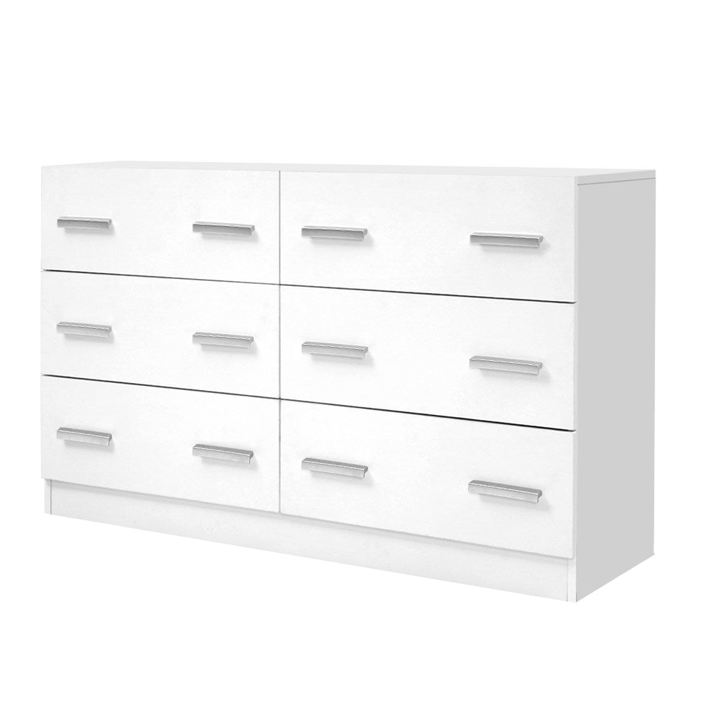 6 Drawer Lowboy Storage Dresser White