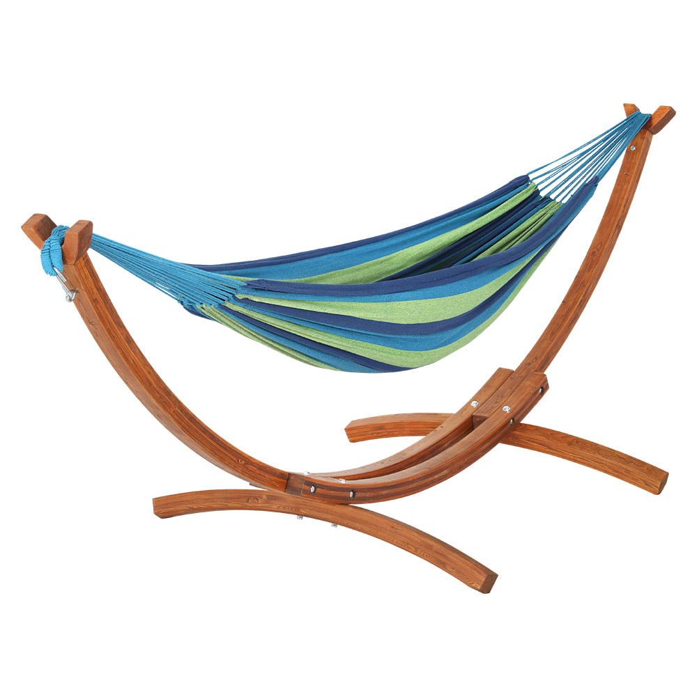 Wooden Hammock Chair with Stand - Skyblue & Oak