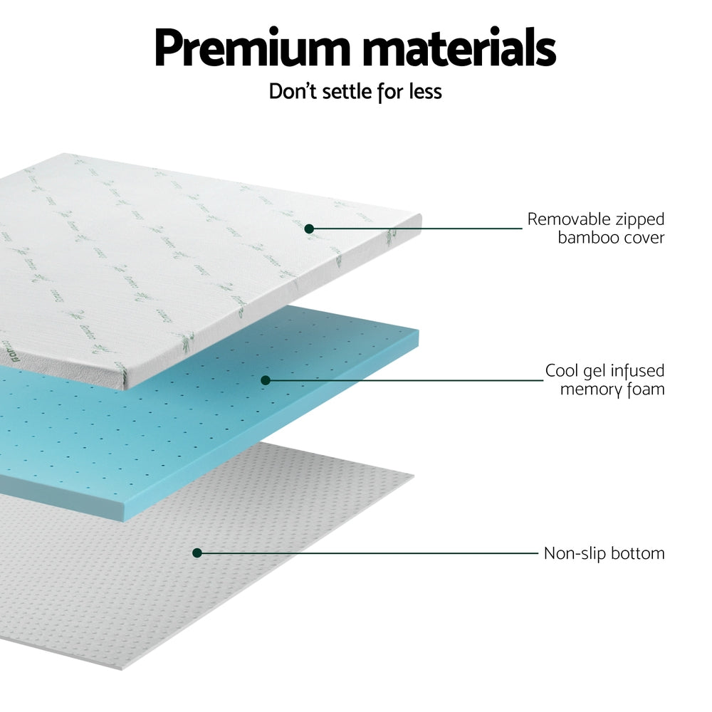 Memory Foam Mattress Topper Ventilated Cool Gel 5cm Double