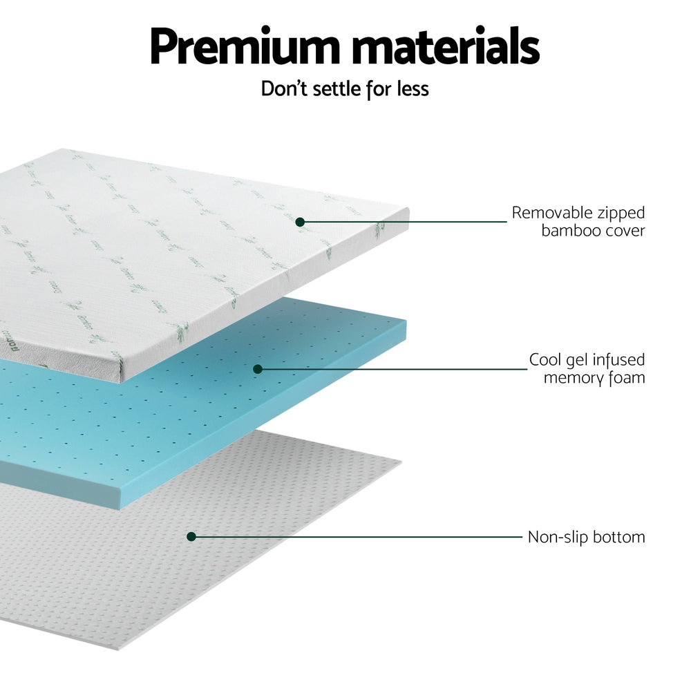 Memory Foam Mattress Topper Ventilated Cool Gel 8cm Double