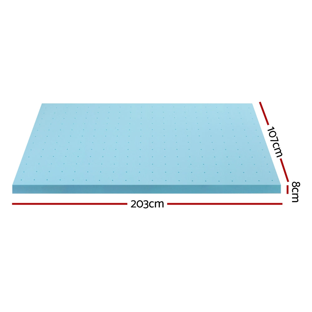 Memory Foam Mattress Topper Ventilated Cool Gel 8cm King Single