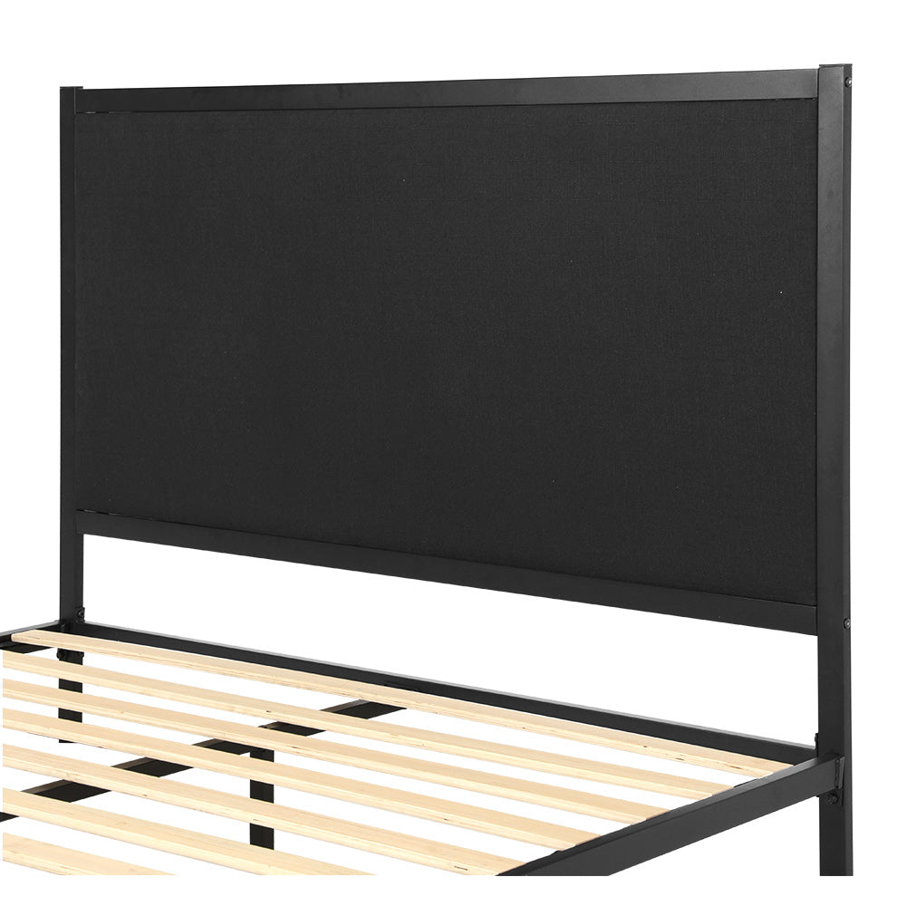 Paddington Queen Bed Frame With Fabric Headboard Black & Charcoal