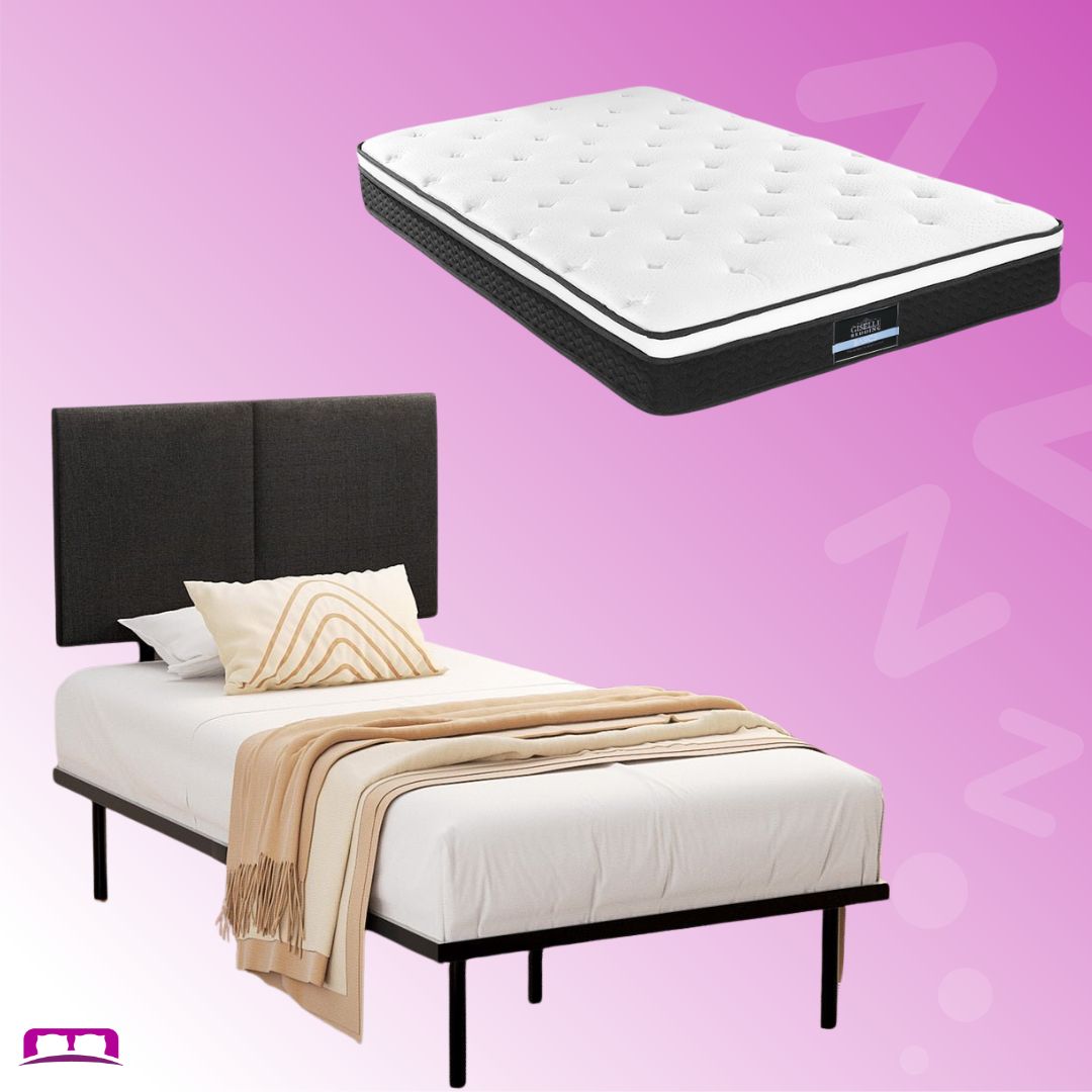 King Single Package | Norwood Modern Bed Frame Black & Bonita Euro Top Mattress (Medium Firm)