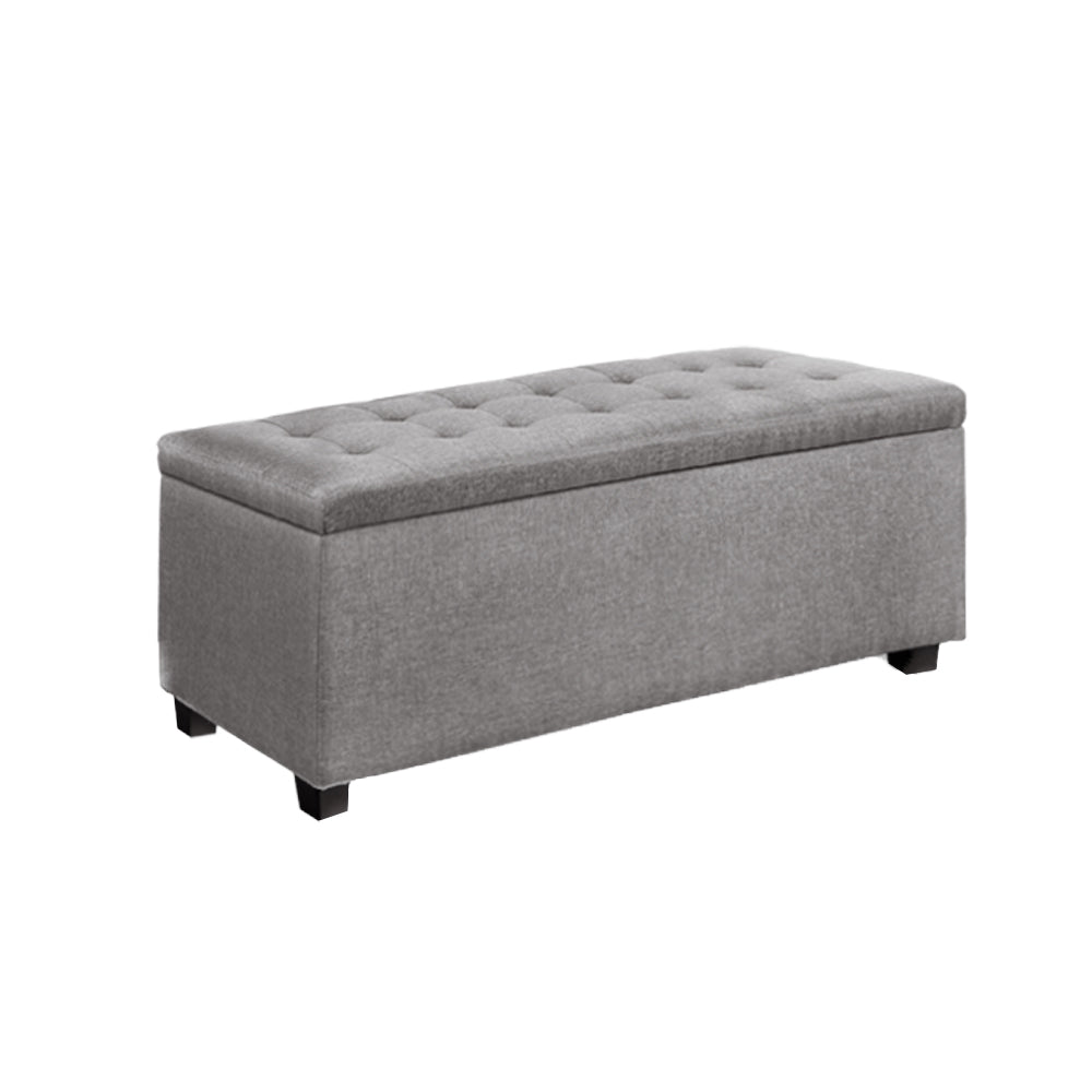 Large Fabric Storage Ottoman - Light Grey