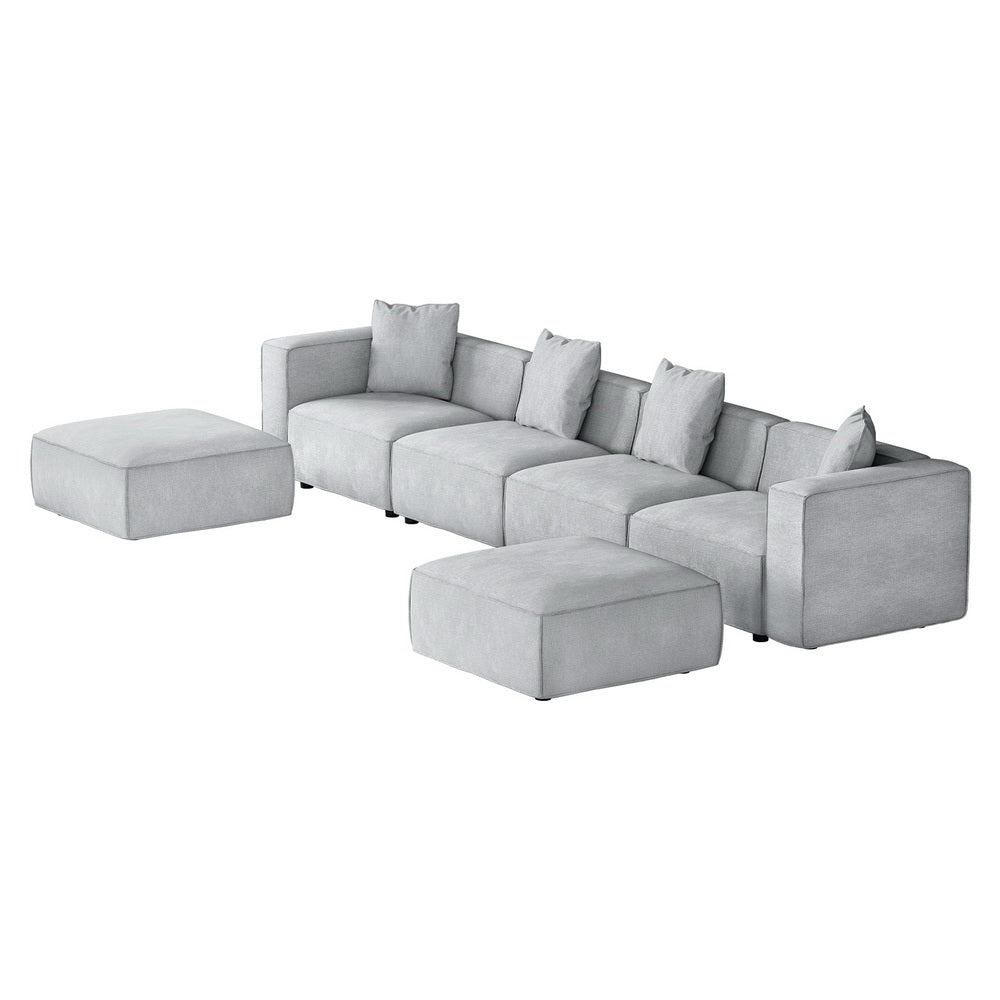 Modular Sofa Chaise Set 6-Seater Grey