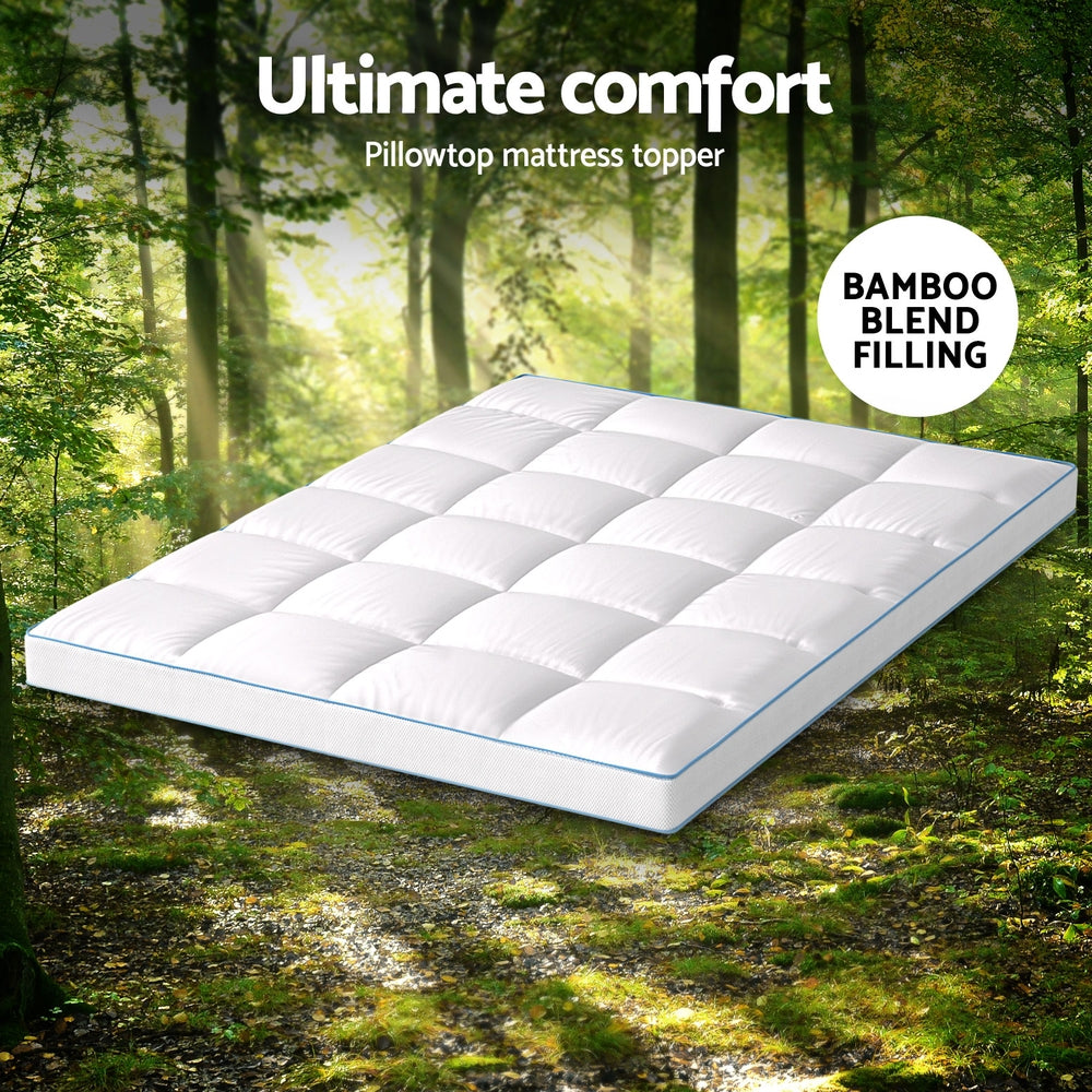 Mattress Topper Pillowtop Bamboo 10cm Double