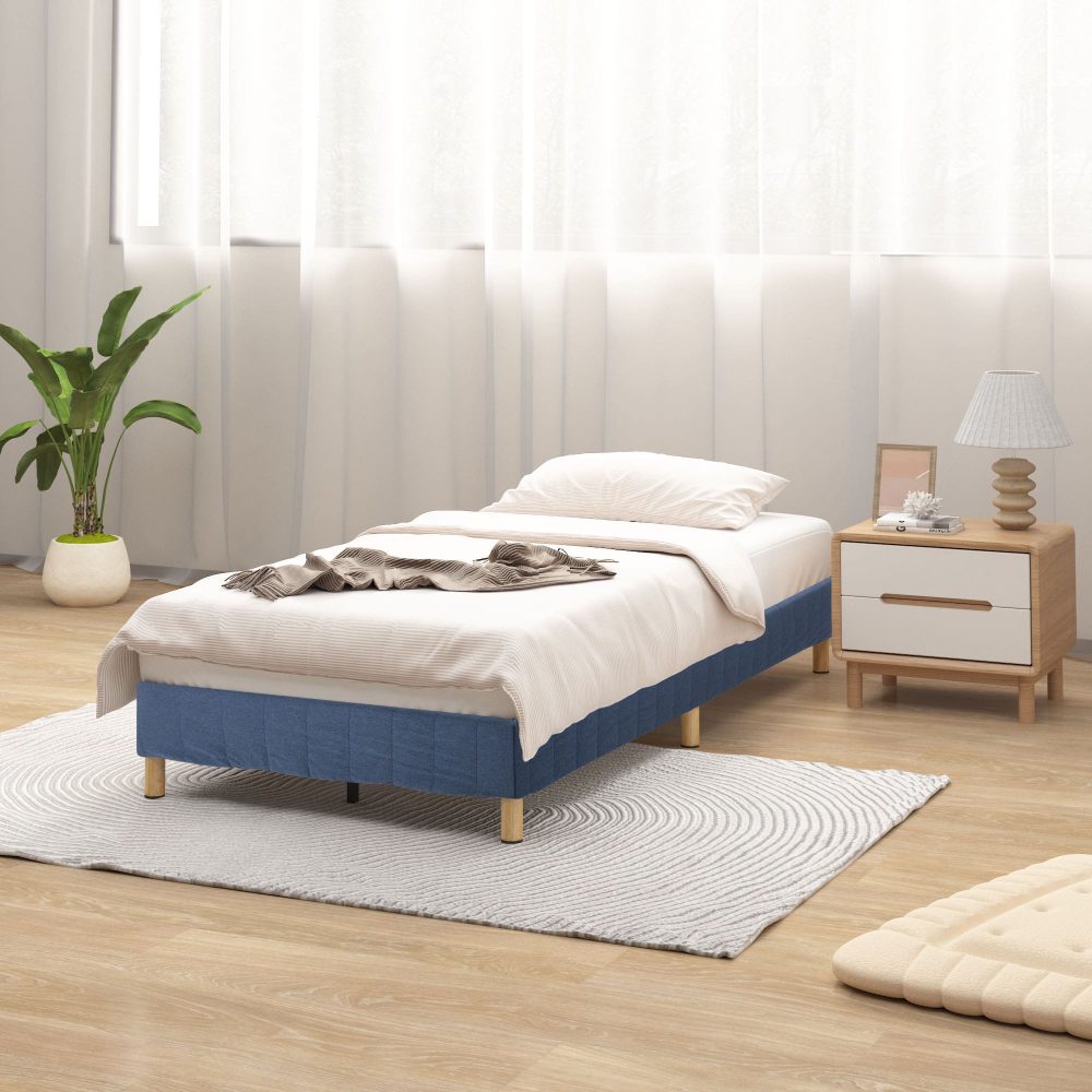 Queen Metal Bed Frame Mattress Foundation - Blue