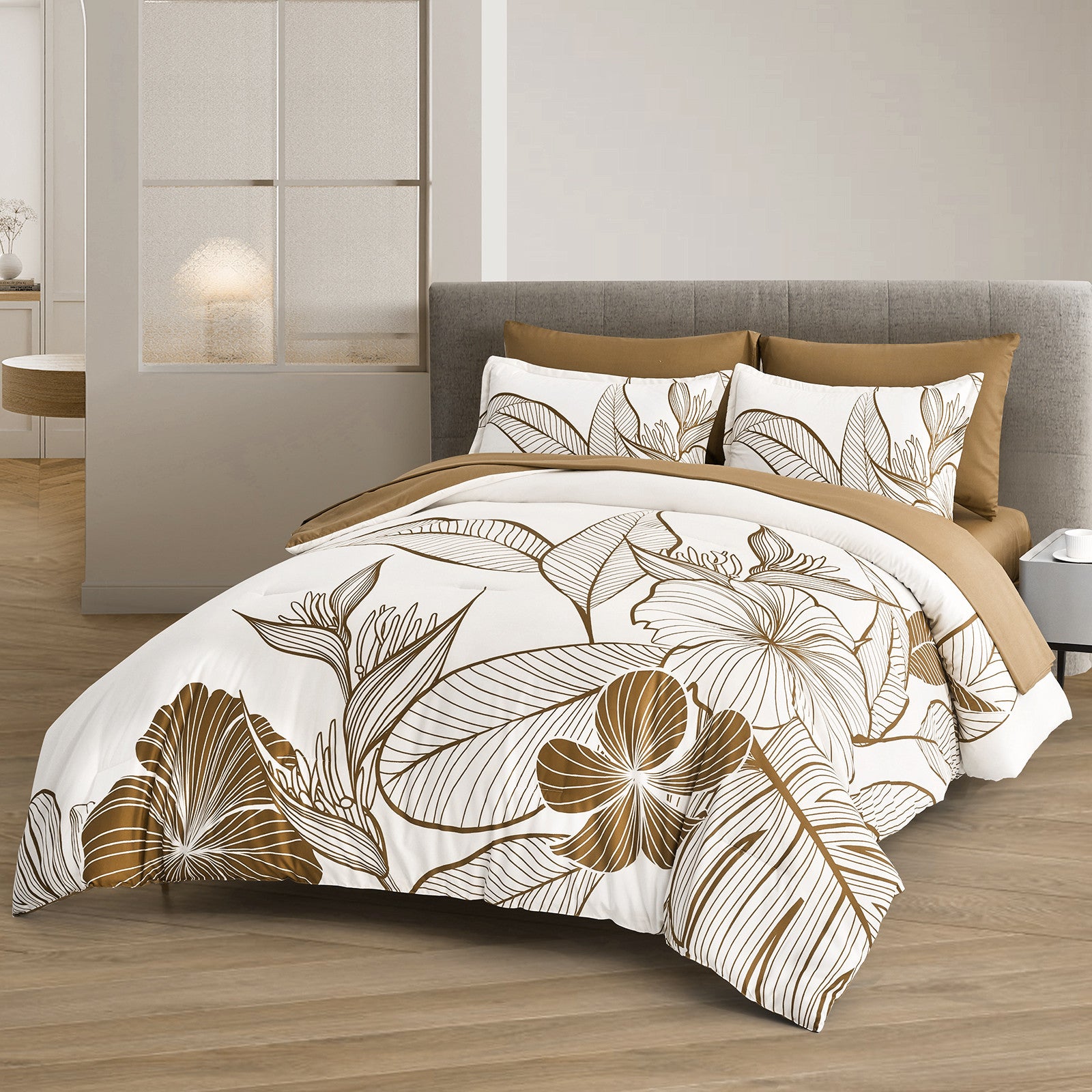 SOFT Floral Comforter Set, King Size, Plush Winter Bedding with Pillowcases