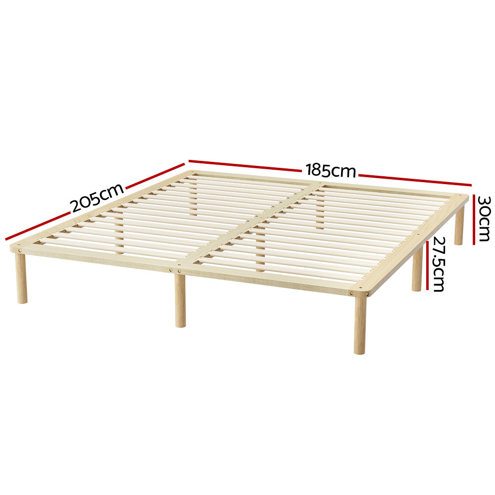 Amba Minimalist King Wooden Bed Frame Pine