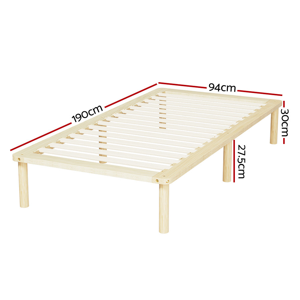 Amba Minimalist Single Wooden Bed Frame Pine