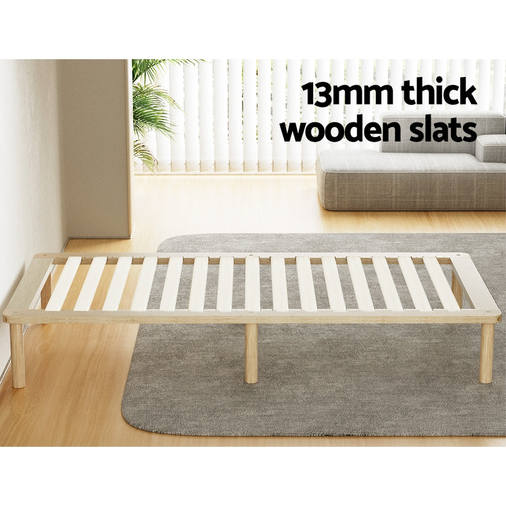 Amba Minimalist Single Wooden Bed Frame Pine