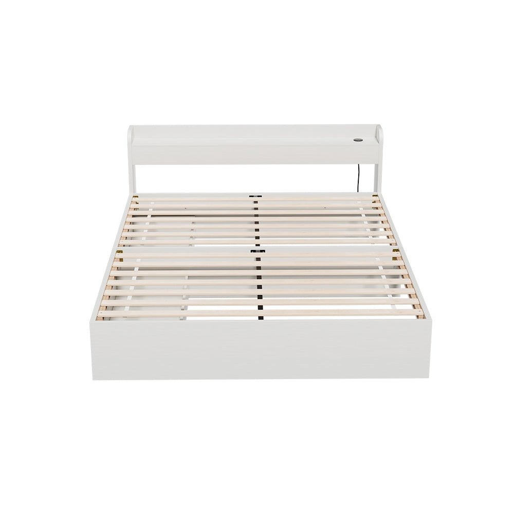 Double Package | Aura Bed Frame With 2 Storage Drawers White & Bonita Pillow Top Mattress (Medium Firm)