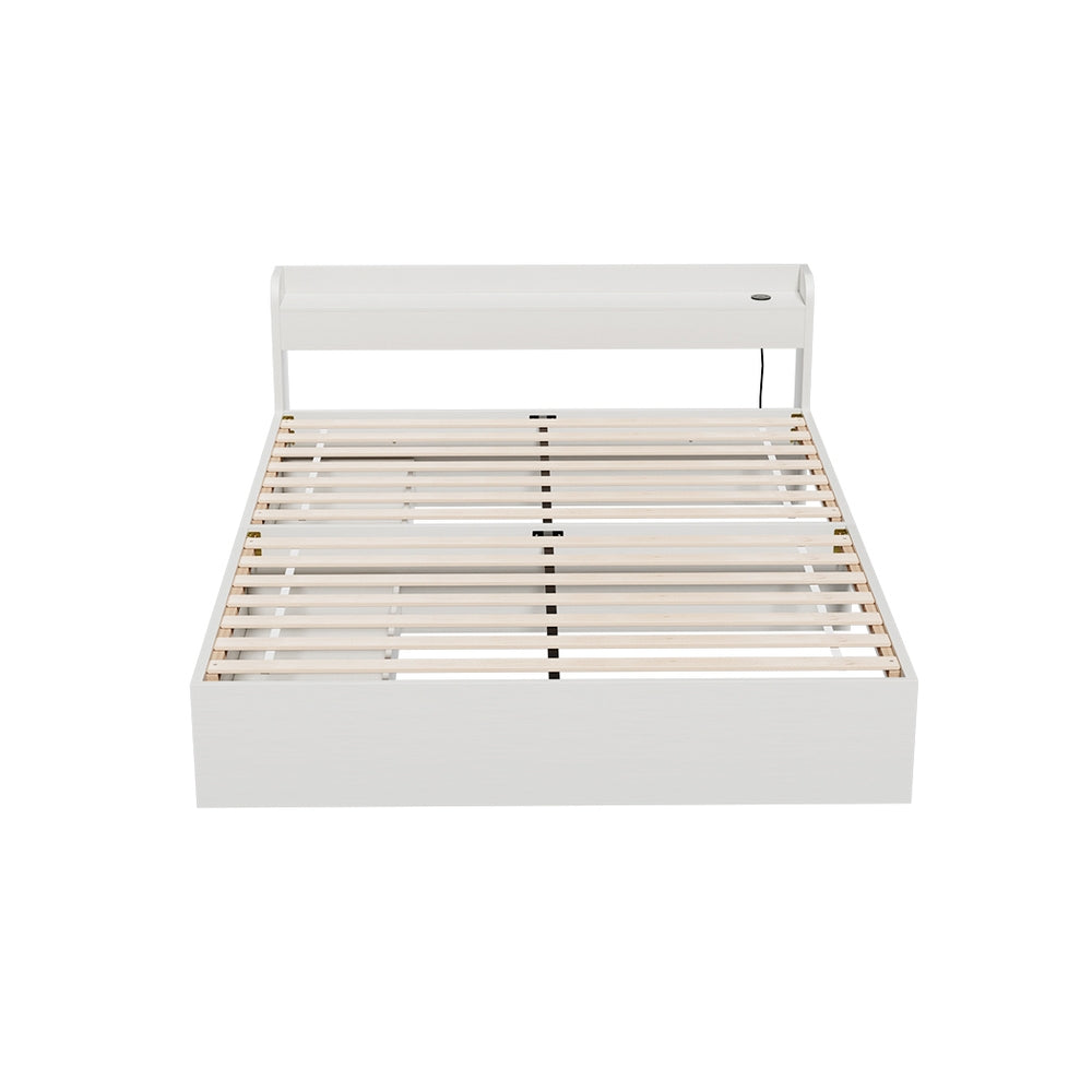 Aura Queen Bed Frame With 2 Storage Drawers White