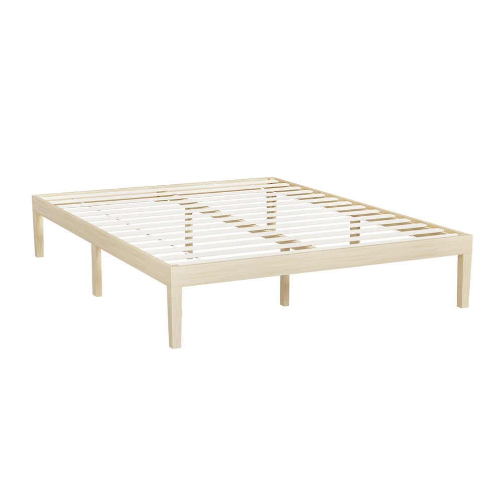 Double Package | Bruno Minimalist Solid Pinewood Bed Frame & Bonita Pillow Top Mattress (Medium Firm)