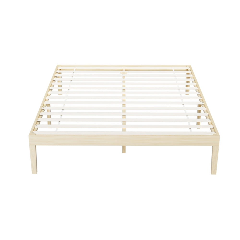 Double Package | Bruno Minimalist Solid Pinewood Bed Frame & Bonita Pillow Top Mattress (Medium Firm)