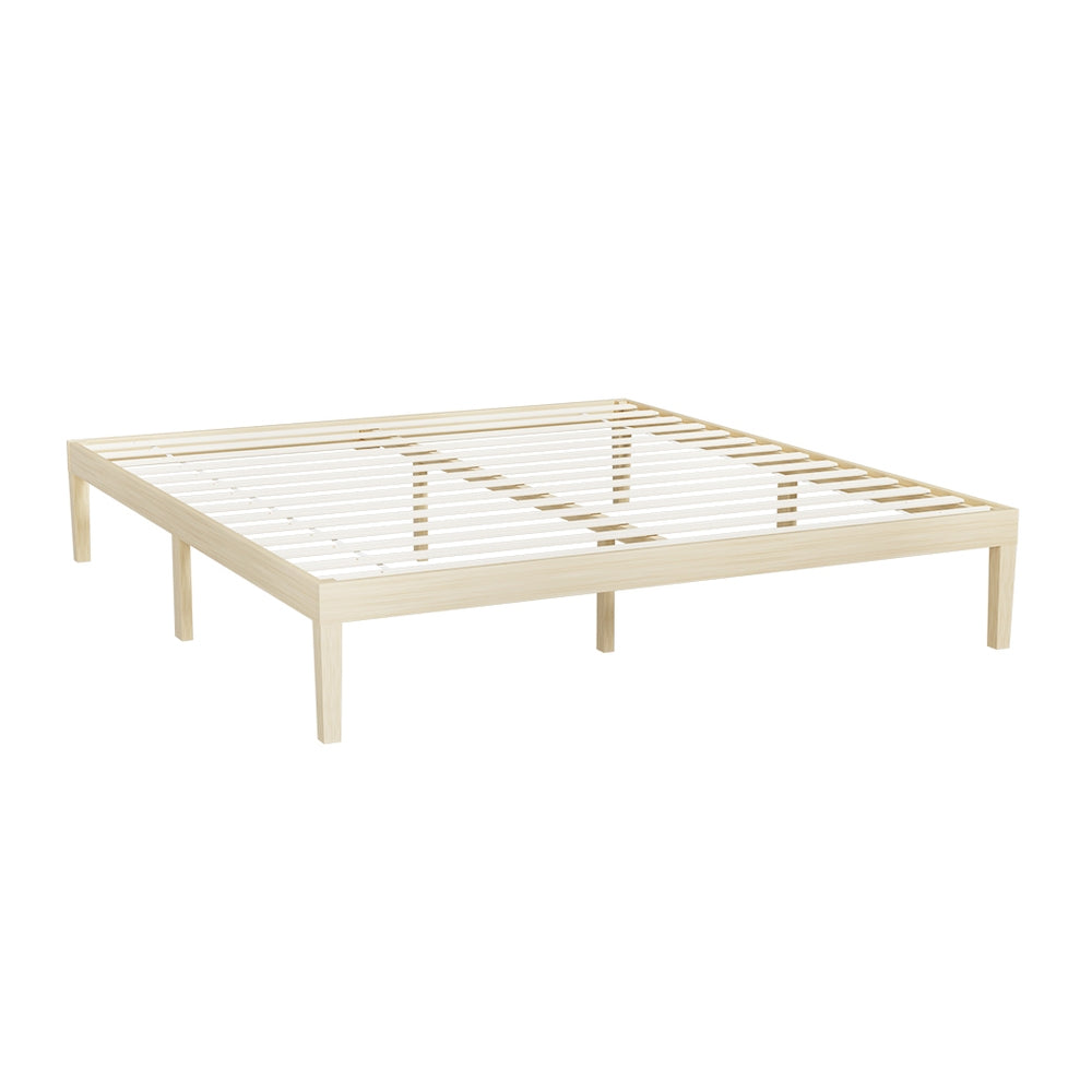 King Package | Bruno Minimalist Solid Pinewood Bed Frame & Bonita Pillow Top Mattress (Medium Firm)