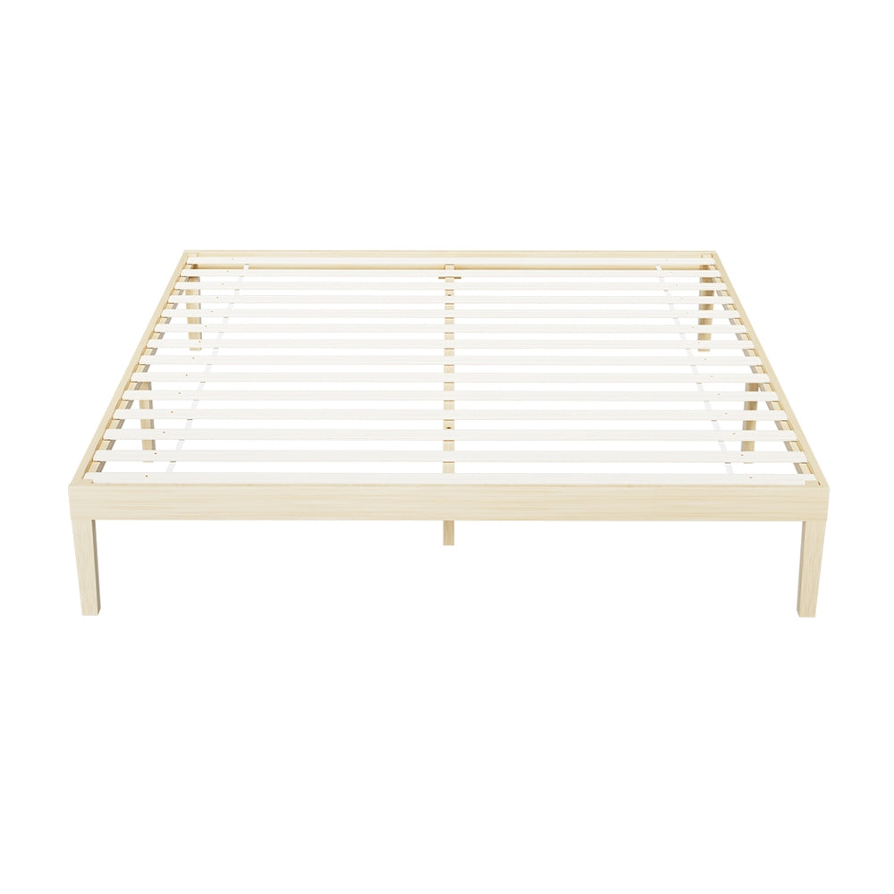 Bruno Minimalist King Solid Pinewood Bed Frame