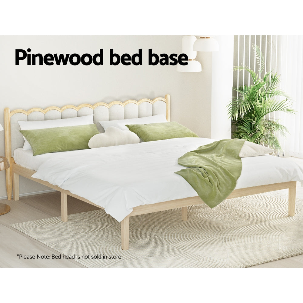 Bruno Minimalist King Solid Pinewood Bed Frame