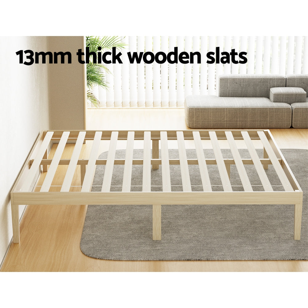 Bruno Minimalist King Solid Pinewood Bed Frame