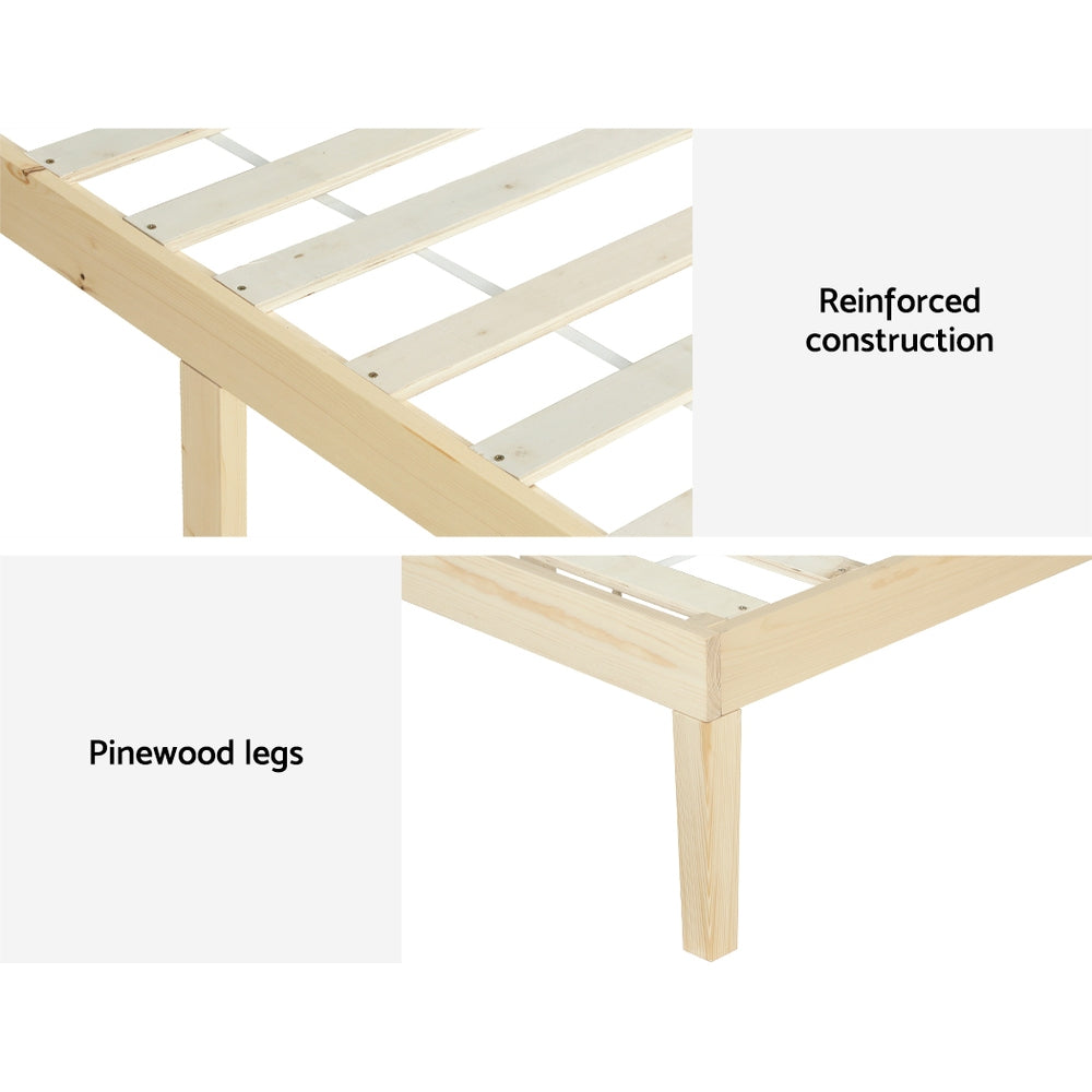 Bruno Minimalist King Solid Pinewood Bed Frame