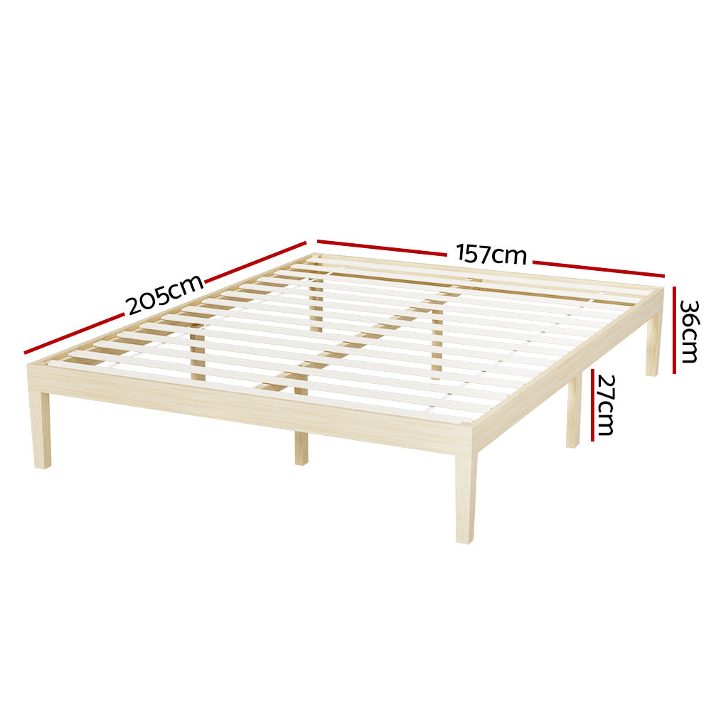 Bruno Minimalist Queen Solid Pinewood Bed Frame