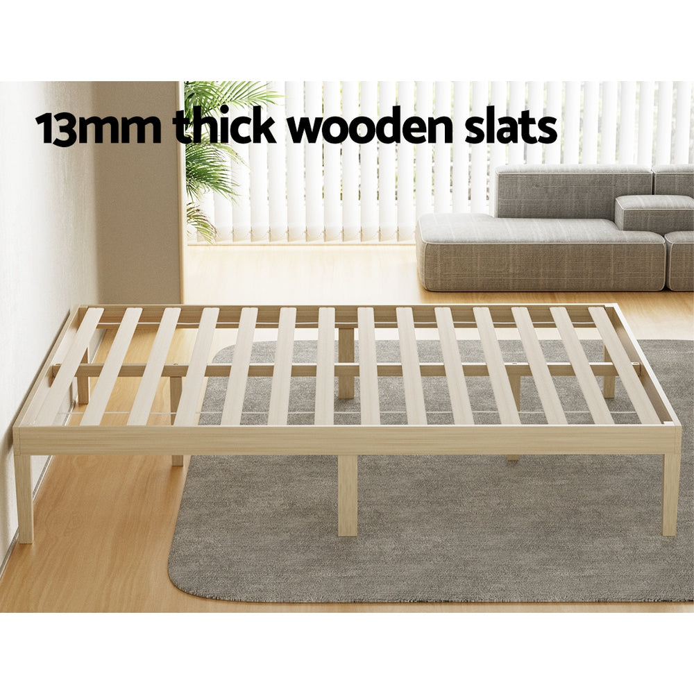 Bruno Minimalist Queen Solid Pinewood Bed Frame